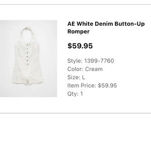 NWT American Eagle White Denim Button-Up Romper